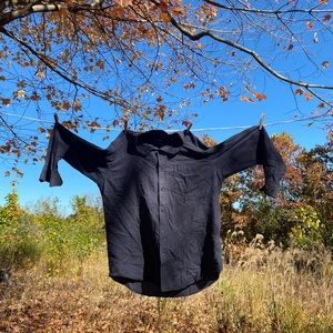 Navy and brown basic plaid button up